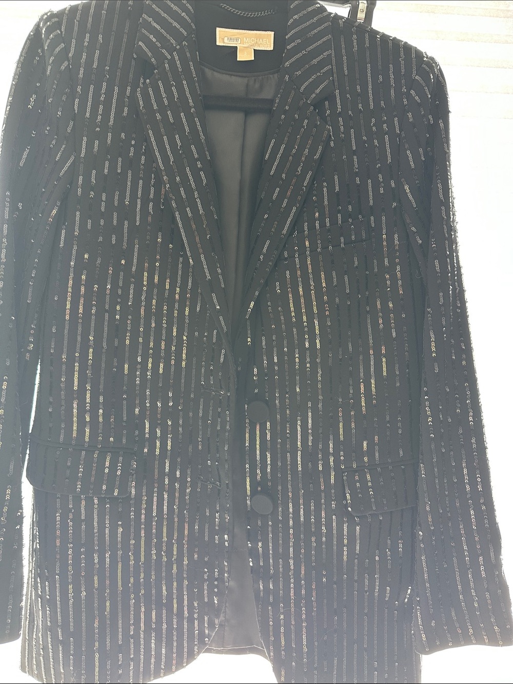 MICHAEL Michael Kors Black Sequin-Striped Blazer
